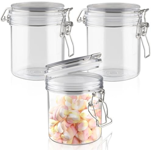 BOSMIOW Lot de 3 pots à crème hermétiques en plastique PET de 500 ml à large ouverture pour cosmétiques, sucre, noix, fruits secs
