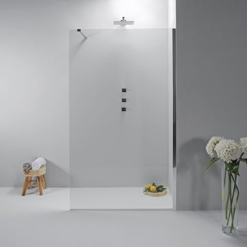 Box Doccia Walk In 130cm - Cabina Doccia in Cristallo Temperato 8mm, Trasparente e Anticalcare con Profilo in Alluminio Cromato ad Installazione Reversibile - Facile da Installare e Pulire