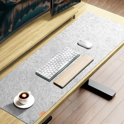 shinfly Schreibtischunterlage Filz 120x60cm,Rutschfeste Mousepad XXL Grau | Filzunterlage Schreibtisch Unterlage, Office-Desktopschutz, Tastatur Unterlage, Schreibtischmatte für Büro & Homeoffice