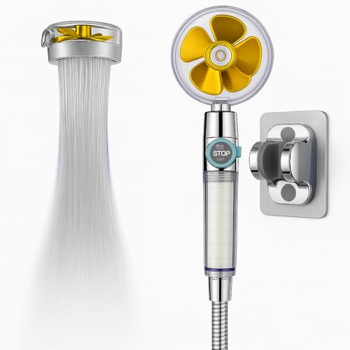RUAH® Cabezal de Ducha Alta Presión con Filtro, Eliminación de Cal, Sales y Suciedad, Conexión Universal, Mejora la Calidad del Agua para Baño (Amarillo Transparente)
