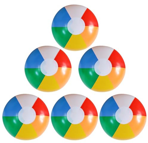 6 Stück Wasserball Aufblasbar 30cm Regenbogen Strandbälle Inflatable Beach Ball,Water Wasserball Kinder Pool Spielzeug Klein Schwimmbad Floating Ball
