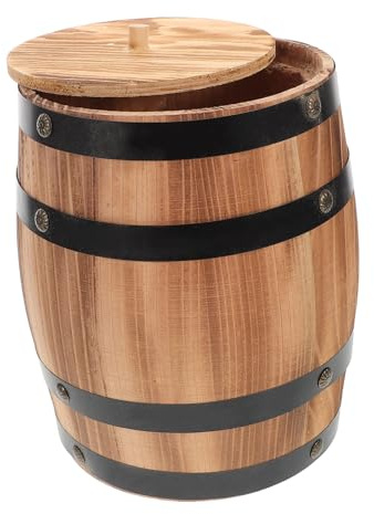 UKCOCO Porte-ustensiles en Bois Rustique Style Tonneau Vintage, Seau de Rangement Facile à Utiliser et Portable pour Couverts à Domicile et Restaurant