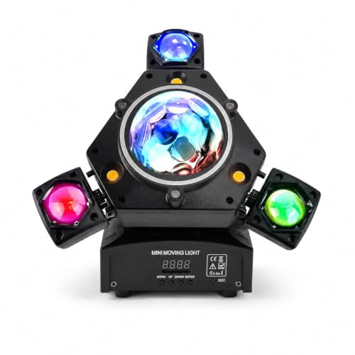 Areyourshop LED Moving Head 80W Bühnenlicht DJ Party DMX512 25 Kanäle | 3-Kopf Effektlicht mit RGBW, Strobe, Soundsteuerung und Master-Slave für Bühne, Club, Studio und Partykeller