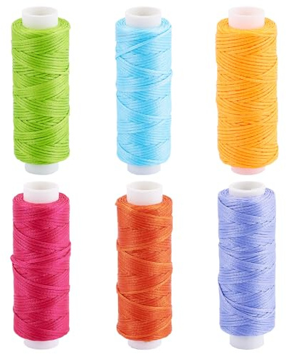Bestewelry 6 rotoli di filo di poliestere cerato da 0,5 mm, filo intrecciato cerato, corda di macramè per perline, per cucire e creare gioielli