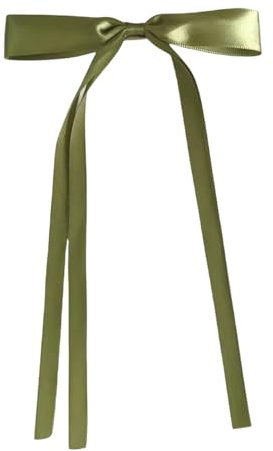 WANYI 2 Stück Haarschleife Haarschleifen Mädchen, Elegante Schleife Haare, Haarklammer Haarspange Schleife mit Langen Schwanz Haarschmuck für Damen Mode Frisuren(Grün 02)