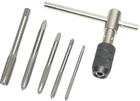 LEADSDGE Lot de 5 clés à tarauder en forme de T de 3 à 6 mm pour tarauder 3 à 8 outils à main pour métal et bois