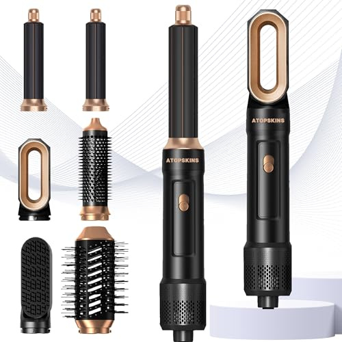 Atopskins 6 In 1 Air Styler Set, 1000W Hairstyler, Rundbürstenföhn, Warmluftbürste, Föhnbürste, Haartrockner, Air Curler Wrap, Glättbürste,Haarstyler Airstyler Haarstyling Geräte für Alle Haartypen