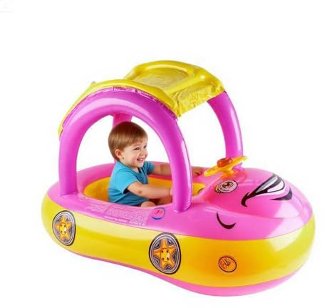 Kustimantu Aiuto per il nuoto per bambini – Anello da nuoto – Gonfiabile con protezione solare nel design auto per il mare e il mare