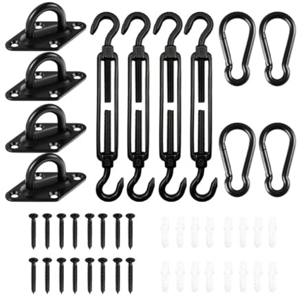 Aboiled 44 Pcs Sun Shade Sail Hardware Kit for Triangle Rectangle Sun Shade Sail Installation,for Patio, Garden Outdoors