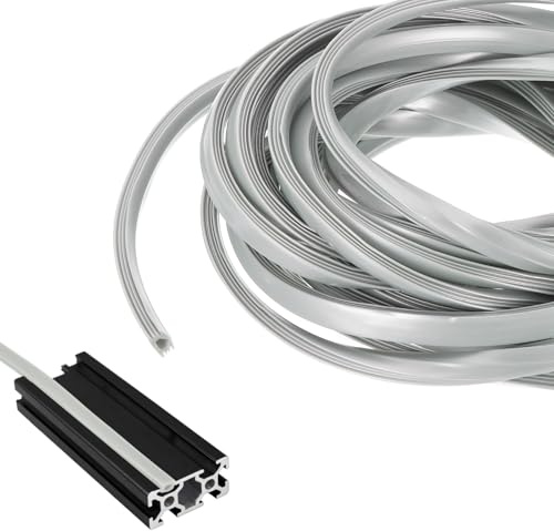 sourcing map Guarnizione piatta in alluminio per estrusione a U, 10 m, protezione antipolvere, staffa per stampante 3D con profilo in alluminio serie 4545, 5050, 1 confezione (grigio-argento)
