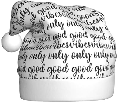 PPHGUT Good Vibes Only - Gorro de Navidad para adultos con estampado de Año Nuevo, celebraciones, gorro de Papá Noel