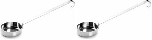 Lacor - 60562 - Bol de sauce à pizza, Louche de cuisine, Bol en acier inoxydable, Ustensiles de cuisine, Capacité 80 g, Longueur 27 cm, Fini brillant (Lot de 2)