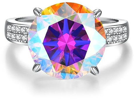 5ct Moissanite bröllopsringar for kvinnor rundskurna D-färg VVS1 diamantringar förlovningsringar med certifikat(Multicolour,6)
