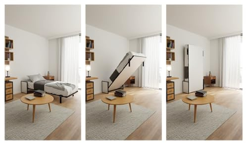 Wallbedking - Schrankbett Morphy Studio - Klappbett Platzsparende - Wandbett– Modulares multifunktionales SizeFlex- und TypeFlex-System, Klappbett mit Sofa-Modulen (100x200, Vertical)