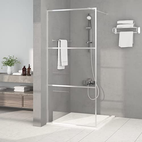 Mokuyary Duschvägg silver 90 x 195 cm transparent ESG-glas separation duschvägg för öppet utrymme, badrum -A