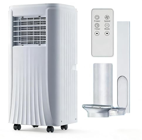Rexhan Portable Air Conditioner, 9000 BTU Multifunctional Air Conditioning Unit, AC Unit, 4 in 1 Air Cooler, Air Purifier, Fan, Dehumdifier, 24h Timer, Remote Control, Window Kit, Class A Rating