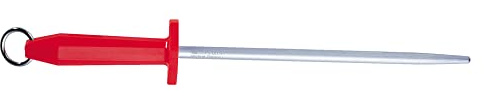 F. DICK Wetzstahl, FS (Ausbeinerstahl 25 cm I Feinzug I Messerschärfer rund I magnetisiert, verchromt I Made in Germany) 74701250, Rot