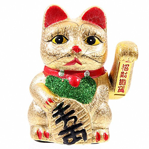 Puckator Maneki Neko Chat Porte Bonheur, Yeux Ouvert 17cm