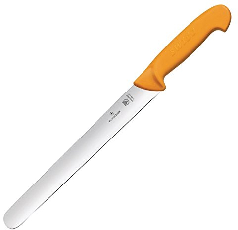 Victorinox, coltello da cucina per prosciutto Swibo, con lama normale flessibile, da 25 cm, manico in nylon, nero