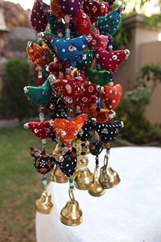 Mango Gifts 30 Mini Cotton Birds Bell Tota Traditional Indian Hanging Decoration 120 cm Height