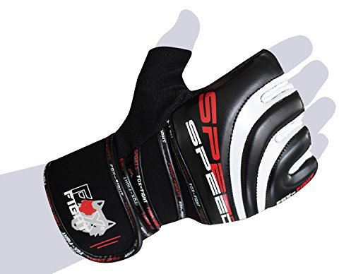 TX8 MMA handskar/hålväskhandskar, professionella, högkvalitativa boxningshandskar av äkta läder för stansning av väskträning, brottning, sparring, sparkboxning, muay thai, gratis, rävkampsport eller BJJ, svart/vit, L