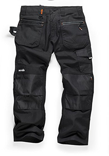 Scruffs Ripstop Trade Hardwearing Black Work Trousers with Multiple & Knee Pad Pockets (Various Sizes, Short, Regular and Long Leg) (32 Waist / 30 Leg)