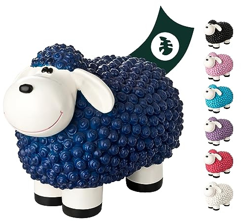 VERDOBA Mini Deko Schaf für den Garten, wetterfest - blaues Deko-Schaf Molly - Gartenfigur Schafe Gartendeko außen Dekofiguren (Blau)