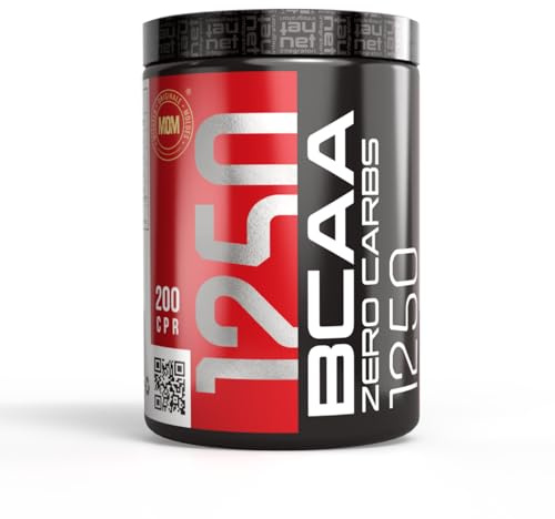 Net Integratori BCAA Zero Carbs 1250 – Aminoacidi Ramificati in Rapporto 2:1:1 con Vitamina B6 per il Recupero Muscolare Pre Intra e Post Workout – 200 Compresse