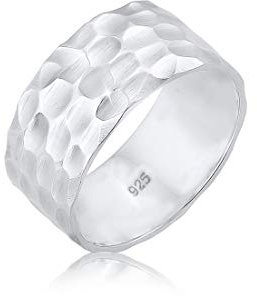 Elli Ring Damen Bandring Basic Gehämmert in 925 Sterling Silber , 58mm
