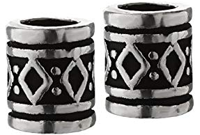 NKlaus SET 2x Haarschmuck Bartperle FYRKAR Wikinger Style 925 Sterlingsilber Silber 40545