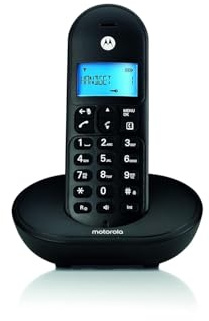 Motorola T101 Telefono Cordless DECT Nero – Display Illuminato, Alta Qualità Audio, Base di Ricarica, Design Compatto ed Elegante, Ideale per Casa e Ufficio