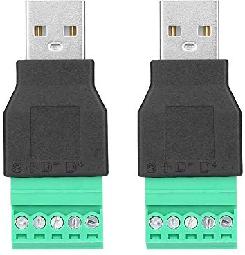 2 x USB-Stecker A, 5-poliger Schraubanschluss-Adapter Anschluss USB-zu-USB-Adapter