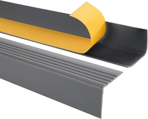 Quest Treppenkantenprofil PVC 50x42 mm Antirutsch - Dunkelgrau, 200 cm | Selbstklebender Treppenkantenschutz, schützt Stufen vor Abnutzung, für stark frequentierte Bereiche, abriebfest