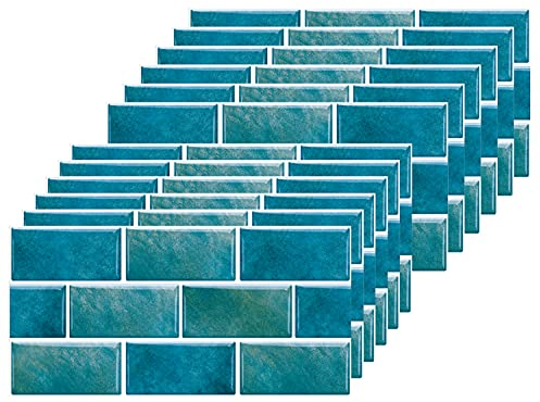 Adesivi per piastrelle in mattoni blu per bagno e cucina in vinile impermeabile su piastrelle backsplash autoadesivi, per trasferimenti di piastrelle e adesivi per soggiorno, 30 x 15 cm (12 fogli)