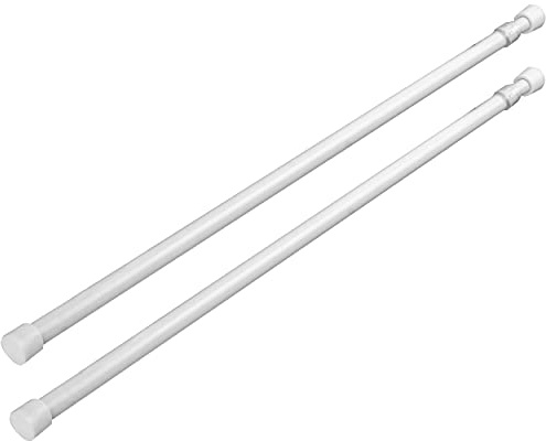 1/3 Round Spring Tension Rod 20.8-37.4 inch (2pc) - White