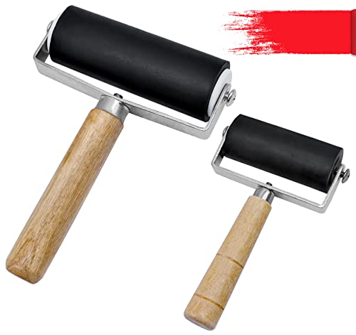 2er-Pack Gummiwalze, 10cm (4 Zoll) und 6cm (2,4 Zoll) Brayer-Walze, Handwalzenwerkzeug zum Drucken/Malen/Basteln
