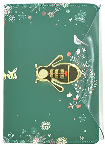 NectaRoy A5 Lockable Diary, Bee-Shaped Lock Travel Journal, PU Leather Password Notebook Sketchbook for Office School Supplies Student Stationery Birthday Gift, Pen Holder&Card Slots, 215x145mm