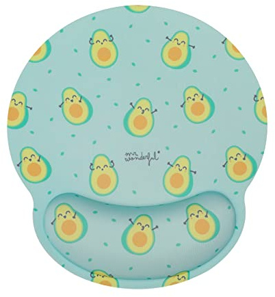WONDEE Mr Wonderful Tapis de Souris Ergonomique Motif Avocat - Vert avec Repose Poignet en Gel Antidérapant - Pour Filles et Femmes