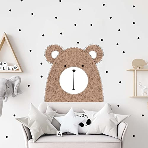 WANDKIND Tierkopf Bär Wandtattoo Kinderzimmer V363 | handgezeichnet | AUFKLEBER Kindergarten | Wandsticker Teddybär (20 x 20 cm)