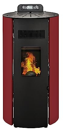 STUFE A PELLET ITALIA Boston 9 KW | Pelletöfen Effizienz 91% Heizt 80m² Autonomie 21 Std. Programmierbar 5 Geschwindigkeiten und Leistungsstufen 24 M Garantie Rot