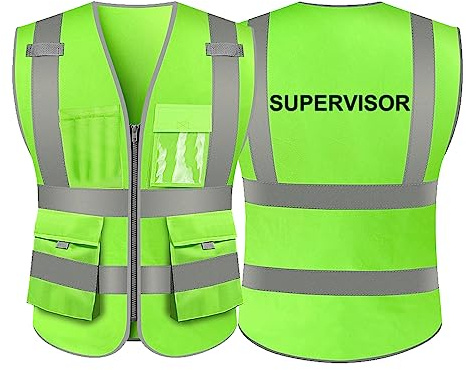 TopTie Supervisor-Sicherheitsweste, 9 Taschen Warnweste mit hoher Sichtbarkeit