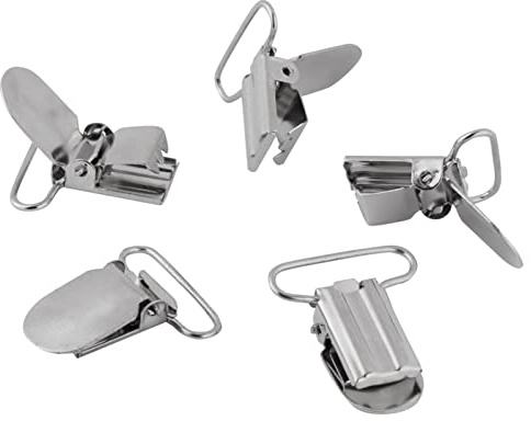 Clip per Bretelle, Bretelle in Metallo Argentato Accessorio per Parti di Riparazione (25 mm) e Supporto per Clip per Ciuccio (25 mm)