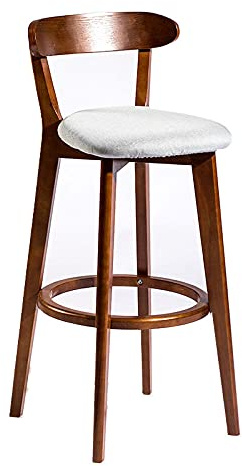 Fabric Bar Stool 28 Inch Bar Kitchen Dining Living Room Bistro Pub Height Stool with Backrest Solid Rubber Wooden Legs (Light Grey)
