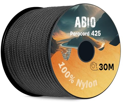 Abio Paracord 425 3mm 30m Nylon Seil Schnur Nylonschnur für Armbänder Abspannseile Camping Rope Wäscheleine Maurerschnur Zeltschnur für Army Ternnetz Survival Kit Ausrüstung Black #016 3mm 30m