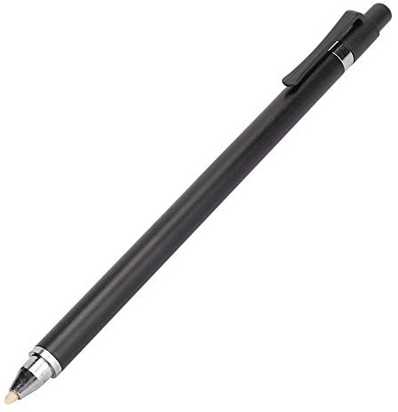 Penna stilo universale non ricaricabile per schermo di tablet, in lega di alluminio + plastica + pennino in fibra, touch a doppia testa (nero)