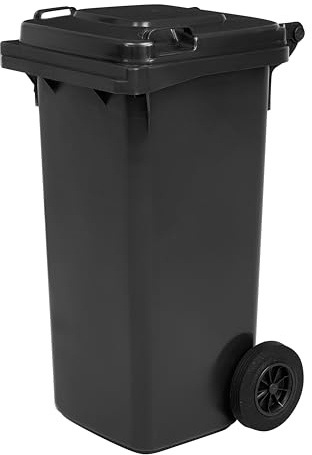 gardivo Mülltonne 120 Liter Abfalltonne Reststofftonne Mülleimer mit 2 geräuschlosen Rädern, Klappdeckel mit zwei Griffen, großer Abfalltonne, stabiler Kunststoff-Mülleimer, Universal Graphit