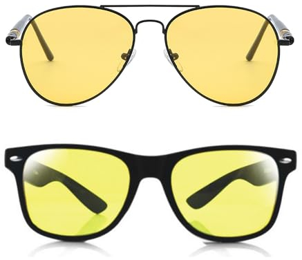 KRYMSON 2 stycken körglasögon, mörkerseende glasögon för bilkörning, bländskyddskörglasögon, astigmatism nattkörningsglasögon, lämpliga för nattkörning, cykling och sport