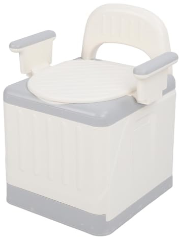 Tragbare Toilette, Nachttisch-Toilettenstuhl, Abnehmbare Armlehne, Breite Sitzfläche, Faltbar, Rutschfeste Basis, mit Doppeldeckel, für ältere Menschen, Behinderte, Schwangere