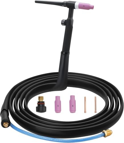 SSIMDER TIG Welding Torch 150 Amps WP-17V 13ft Air Cooled Lift TIG Torch with 10-25mm² Quick Connector & 35-50mm² Adapter Europe Plug Tungsten Gun (WP-17V 10-25 & 35-50 Plug)