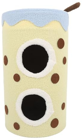 Cat House with Sisal Scratch Pad Barrel Shaped Pet House Cat Hideout Condos Covered Cat Cave for Indoor (Double layer)